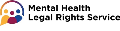 Icon with three colourful human figures below a colourful circle. Text reads Mental Health Legal Rights Service.